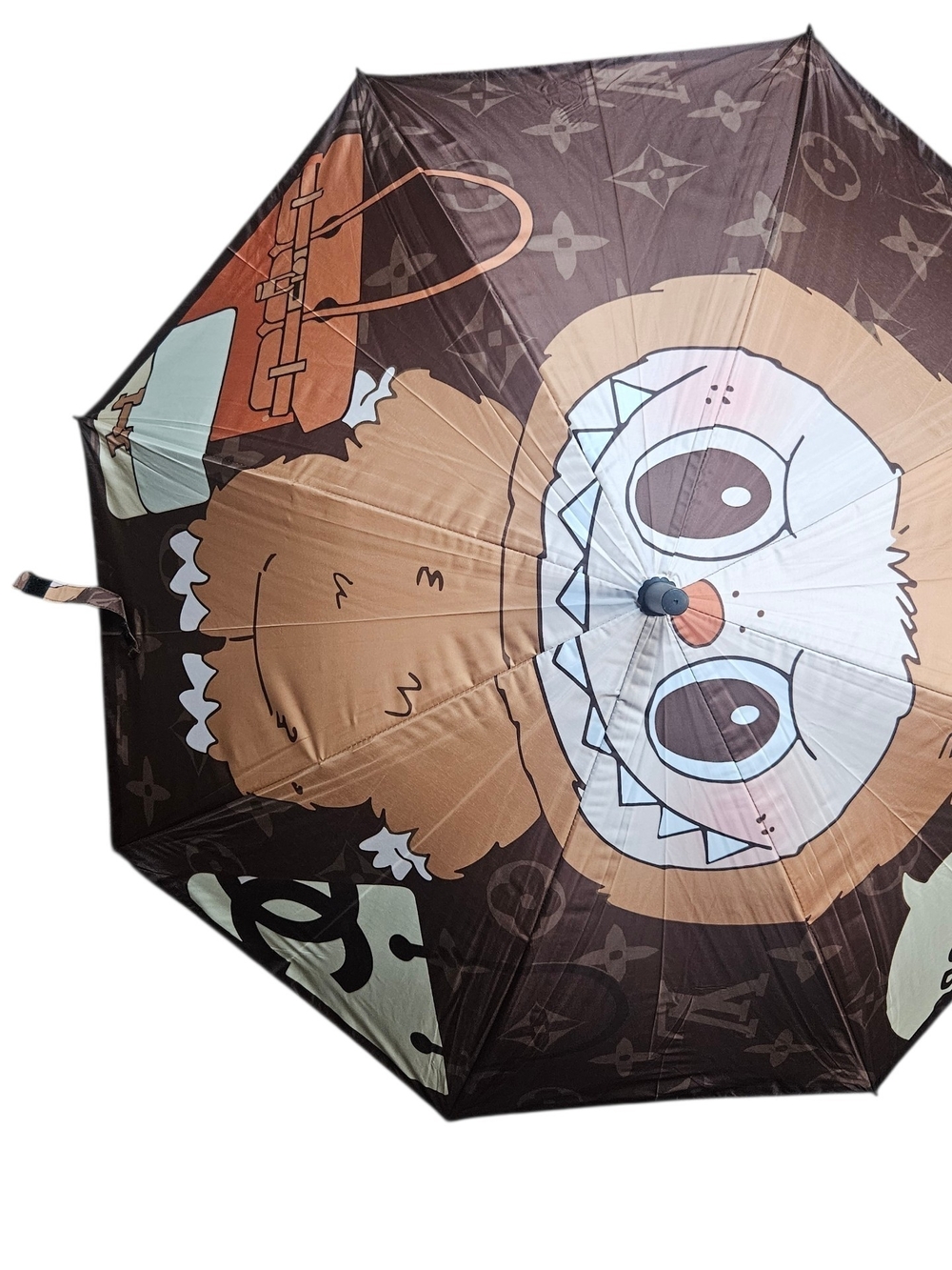 Kids Brown Print Umbrella - Cute Cartoon Rain Accessory